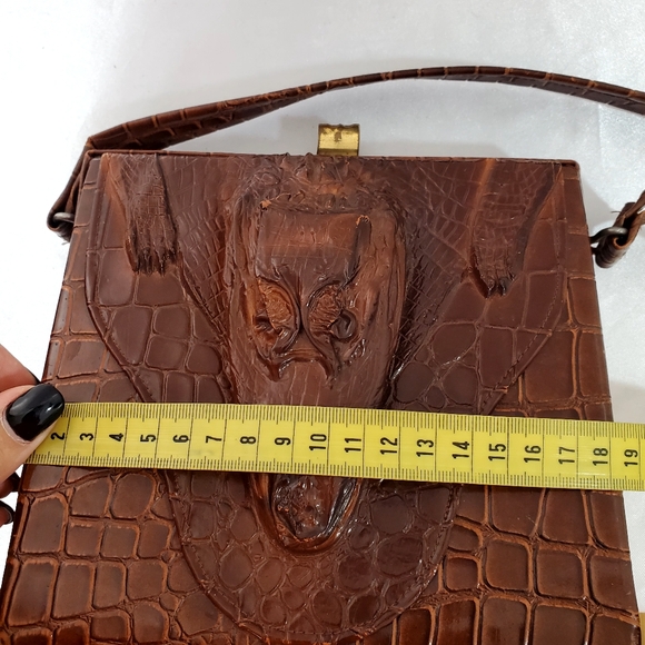 Vintage 70s Alligator Satchel Genuine Reptile Skin - Picture 9 of 12